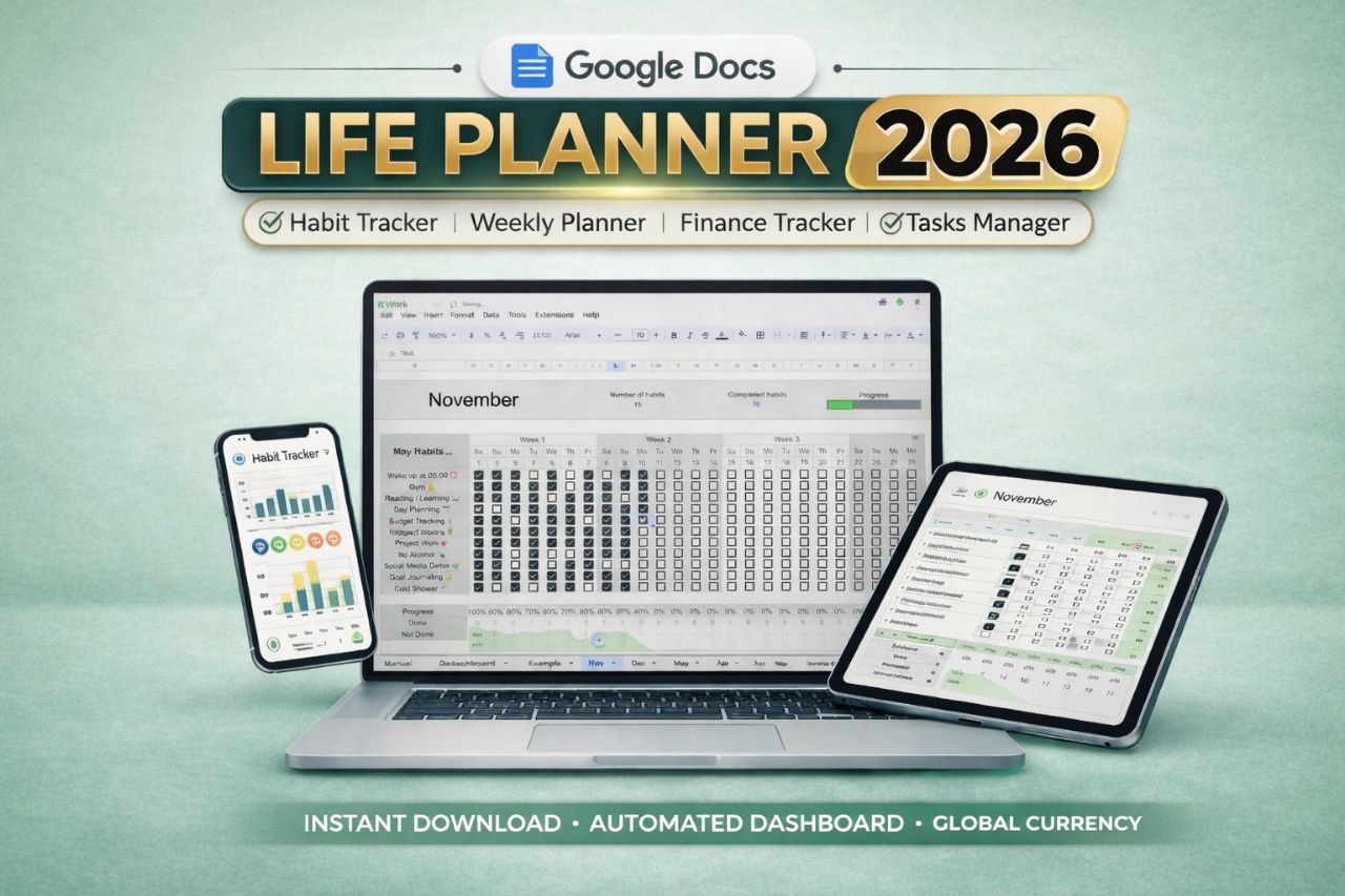 Healing Path Planner for mental wellness and depression recovery, featuring habit tracker, weekly planner, finance tracker, and task manager to improve productivity, reduce stress, and organize daily life digitally.