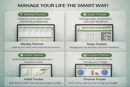 Finance Tracker + Weekly planner + Habit Tracker + Tasks Tracker